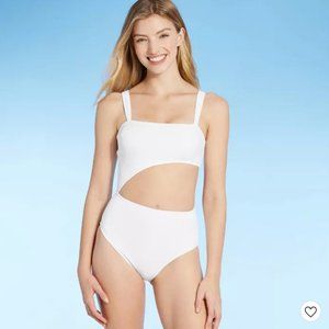 Women's Ribbed Cut Out One Piece Swimsuit S